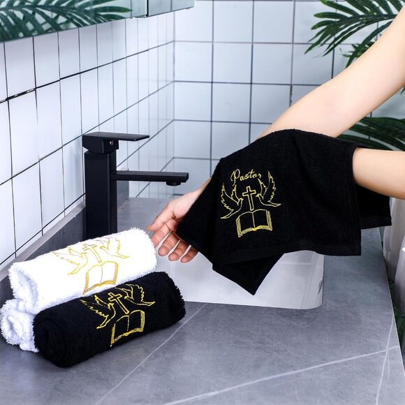 Pastor Hand Towels Cotton 13.8 Inch 4 Pack Cross Dove Gift Church Clergy - Picture 6 of 6